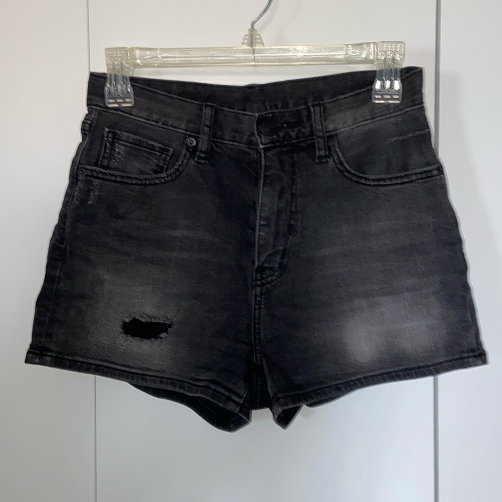 High waisted black jean shorts